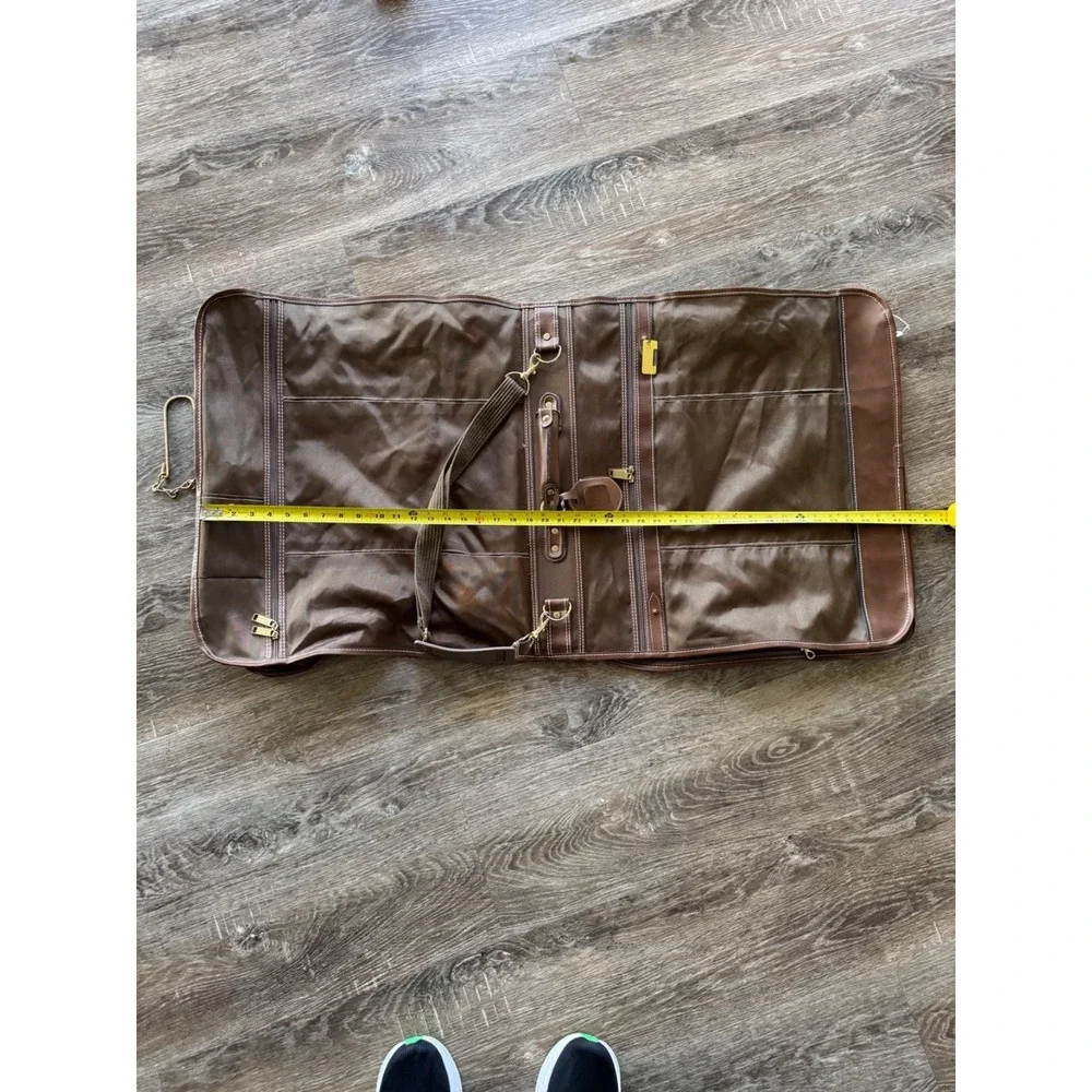 Vintage Executive Travelers Garment Bag‎ Tan Faux Leather Suit Bag (008)